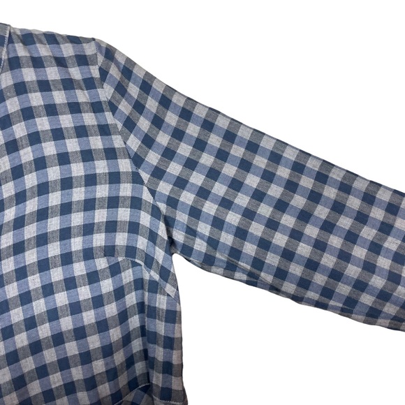 JJill Plaid Oversized Blouse Top Blue Gray Flowing Size Petite Small Long Sleeve - Picture 8 of 16